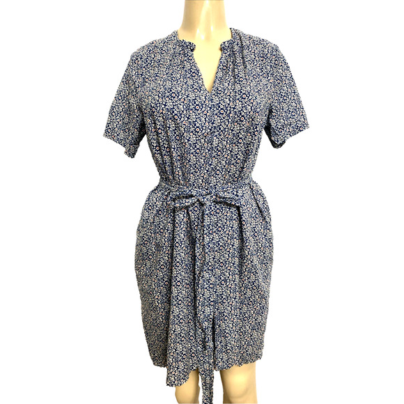 Trovata Birds of Paradis Mini Floral Dress Lined VNeck Short sleeve Shift Belt S